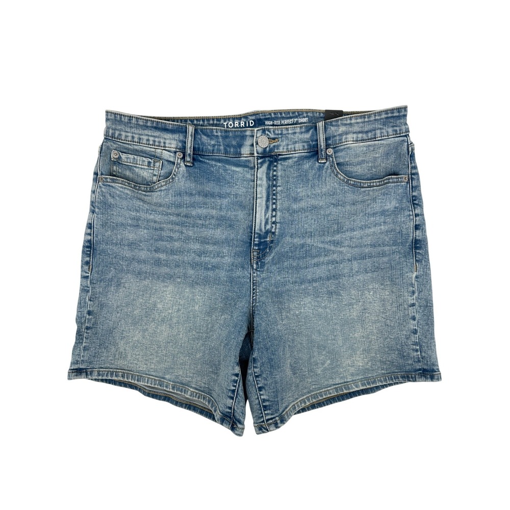 Torrid Denim Shorts Womens 18 Blue High-Rise Perfect 7" Vintage Stretch NWT - Picture 1 of 10